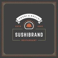 Sushi restaurant logo illustration. vector