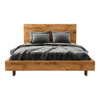 3D Rendering of a Wooden Double Bed on Transparent Background png