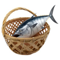 3D Rendering of a Fish in a Basket on Transparent Background png