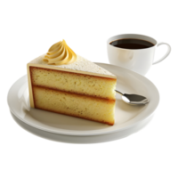 3D Rendering of a Cake with Black Tea in a Plate on Transparent Background png