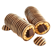 3d renderen van een chocola wafel rollen Aan transparant achtergrond png