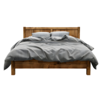 3D Rendering of a Wooden Double Bed on Transparent Background png