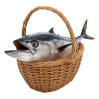 3D Rendering of a Fish in a Basket on Transparent Background png