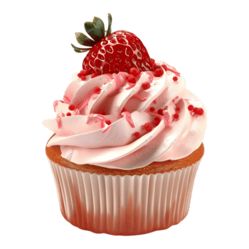 3D Rendering of a Cupcake With Strawberry on it on Transparent Background png