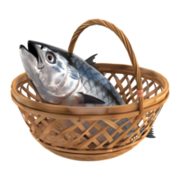 3D Rendering of a Fish in a Basket on Transparent Background png