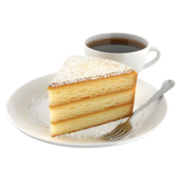 3d Rendern von ein Kuchen mit schwarz Tee im ein Teller auf transparent Hintergrund png