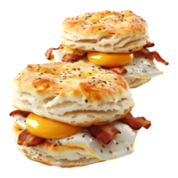 3D Rendering of a Burger Filled With Eggs on Transparent Background png