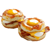 3D Rendering of a Burger Filled With Eggs on Transparent Background png