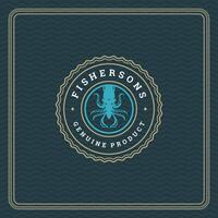 Seafood restaurant logo illustration. vector