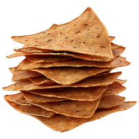 3d representación de un picante triangular papas fritas en transparente antecedentes png