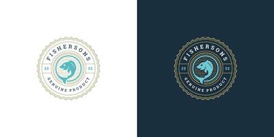 Seafood logo or sign illustration fish market and restaurant emblem template design fish silhouette vector