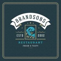 Seafood restaurant logo illustration. vector