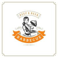 Grill restaurant logo illustration. vector