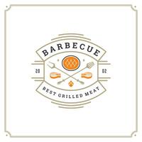 Grill restaurant logo template illustration. vector