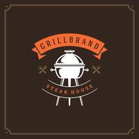 Grill restaurant logo design illustration. vector
