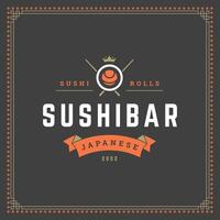 Sushi restaurant logo illustration. vector