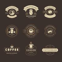 Coffee shop logos design templates set illustration for cafe badge design and menu decoration vector