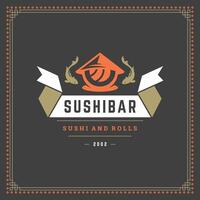 Sushi restaurant logo illustration. vector