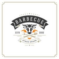 Grill restaurant logo template illustration. vector