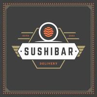 Sushi restaurant logo illustration. vector