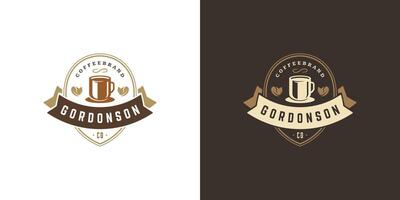 Coffee or tea shop logo template illustration with bean silhouette good for cafe badge design and menu decoration vector