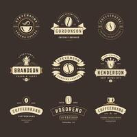 Coffee shop logos design templates set illustration for cafe badge design and menu decoration vector