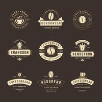 Coffee shop logos design templates set illustration for cafe badge design and menu decoration vector