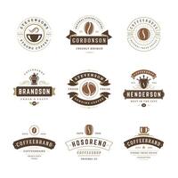 Coffee shop logos design templates set illustration for cafe badge design and menu decoration vector