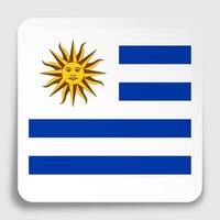 Uruguay flag icon on paper square sticker with shadow. Button for mobile application or web. vector