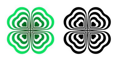 Abstract four leaf clover with heart shape. Good luck and success symbol. Talisman, amulet of Irish holiday. Isolated vector
