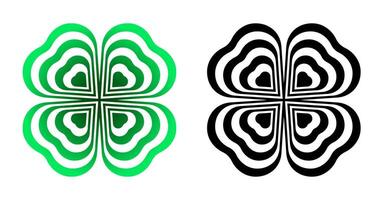 Abstract four leaf clover with heart shape. Good luck and success symbol. Talisman, amulet of Irish holiday. Isolated vector