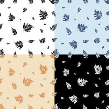 conjunto de sin costura patrones con negro césped hojas siluetas ornamento para decoración y impresión en tela. diseño elemento. vector