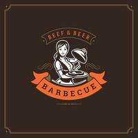 Grill restaurant logo illustration. vector