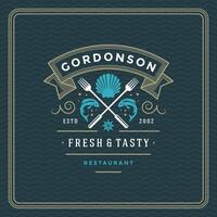 Seafood restaurant logo illustration. vector