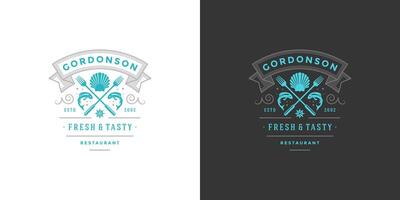 Seafood logo or sign illustration fish market and restaurant emblem template design fish silhouette vector