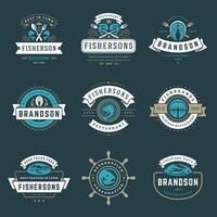 Seafood restaurant logos set illustration. vector