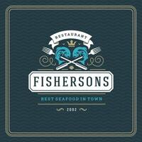 Seafood restaurant logo illustration. vector