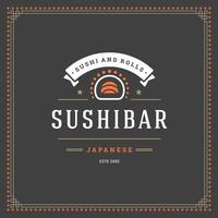 Sushi restaurant logo illustration. vector