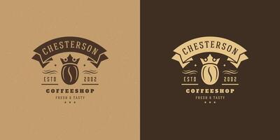 Coffee shop logo template illustration with bean silhouette good for cafe badge design and menu decoration vector