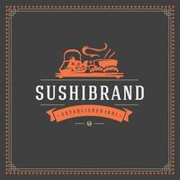 Sushi restaurant logo design template illustration. vector