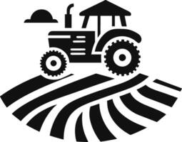 Farm Tractor icon, simple and clean track icon with land, Farming and agriculture concept. Harvester trucks, tractors. vector