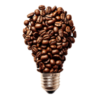 3D Rendering of a Bulb Made with Coffee Beans on Transparent Background png