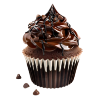 3d interpretazione di un' cioccolato Cupcake su trasparente sfondo png
