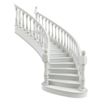 3D Rendering of a White Marble Stairs on Transparent Background png