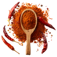 3D Rendering of a Red Chili In a Wooden Spoon on Transparent Background png