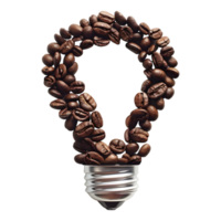 3d interpretazione di un' lampadina fatto con caffè fagioli su trasparente sfondo png