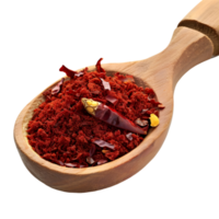 3d Rendern von ein rot Chili im ein hölzern Löffel auf transparent Hintergrund png