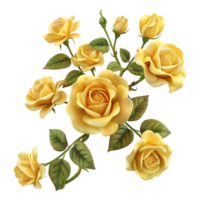 3D Rendering of a Yellow Rose Flowers on Transparent Background png