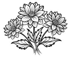 Black and white flowers vector