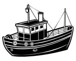 Fishing Boat Coloring Drawing vector